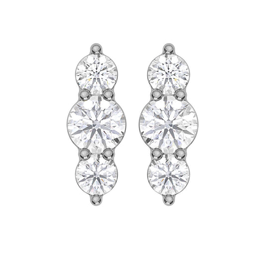 10K White Gold Lab Grown Diamond 1/5 Ct.Tw. Three Stone Earrings