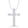 10K White Gold Lab Grown Diamond 1/4 Ct.Tw. Round and Baguette Cross Pendant