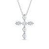 14K White Gold Lab Grown Diamond 1 Ct.Tw. Round and Oval Cross Pendant
