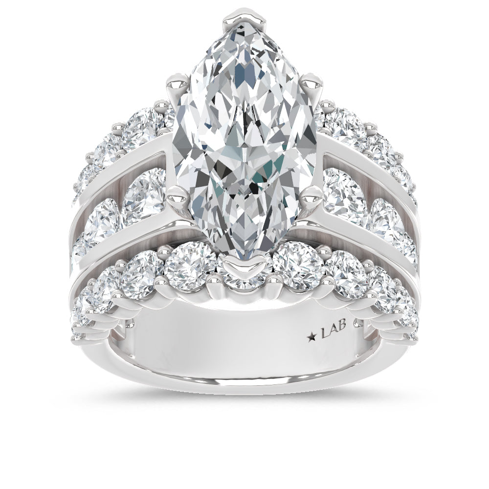 14K White Gold Lab Grown Diamond  9 Ct.Tw. Marquise Shape Engagement Ring - LG2194W-MQ-50