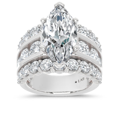 14K White Gold Lab Grown Diamond  9 Ct.Tw. Marquise Shape Engagement Ring - LG2194W-MQ-50