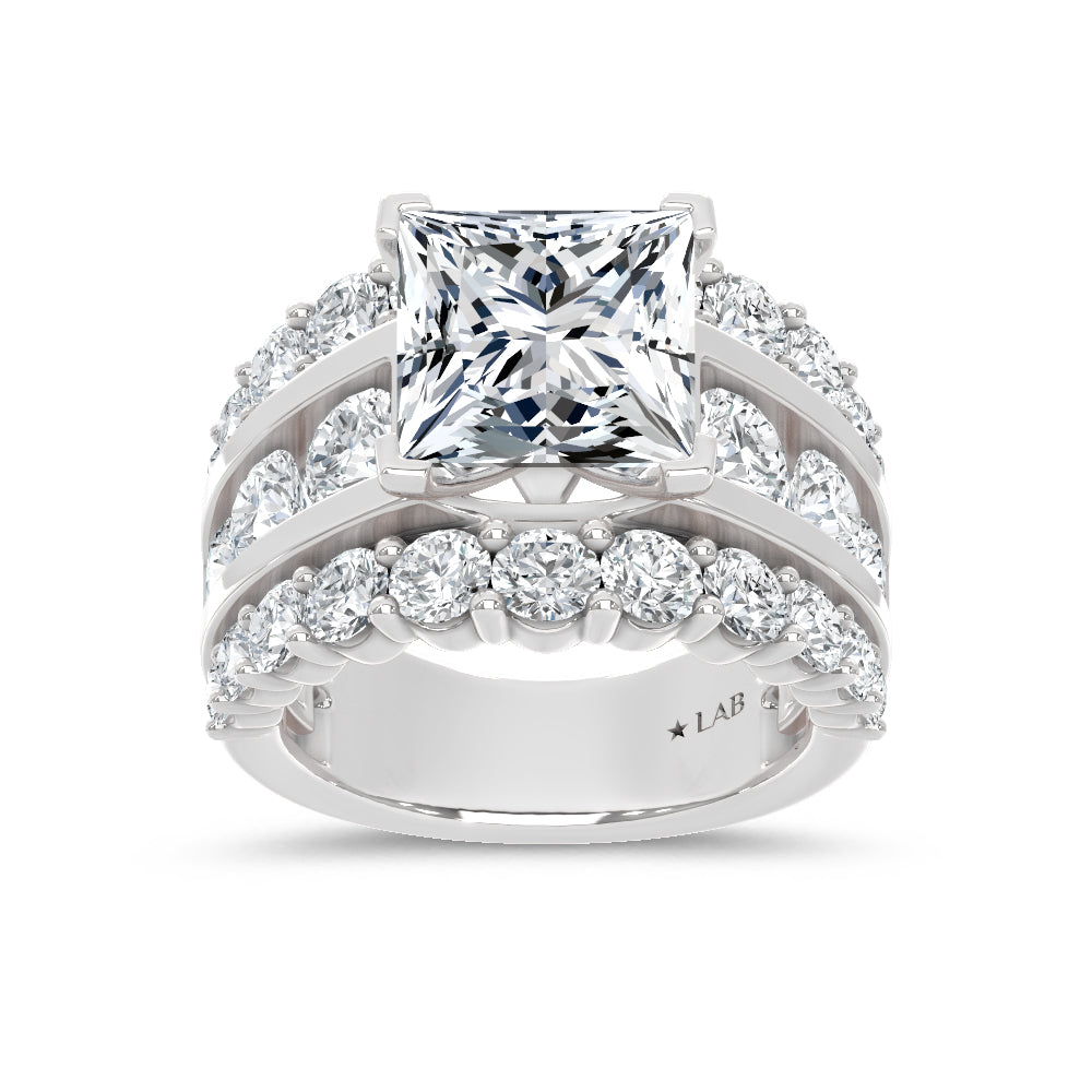 14K White Gold Lab Grown Diamond  9 Ct.Tw. Princess Shape Engagement Ring - LG2194W-PR-50