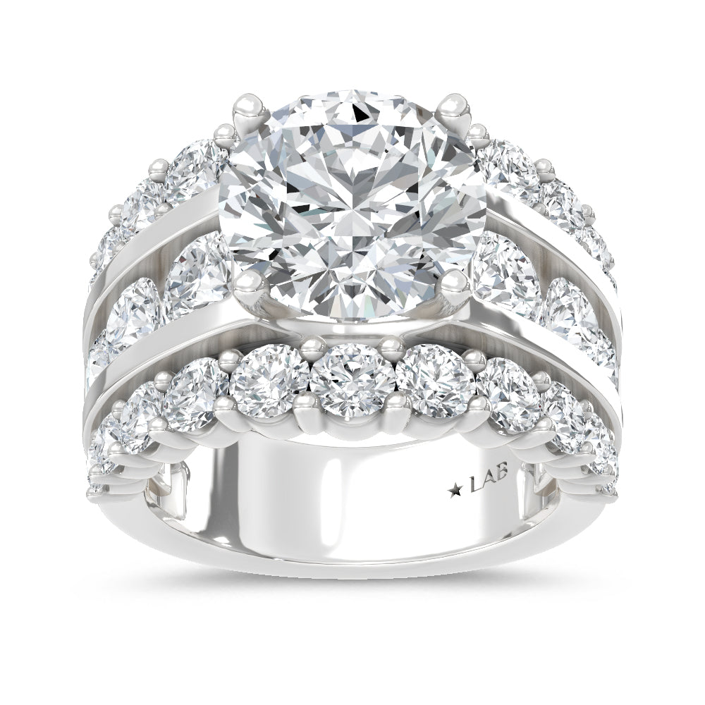 14K White Gold Lab Grown Diamond  9 Ct.Tw. Round Shape Engagement Ring - LG2194W-RD-50