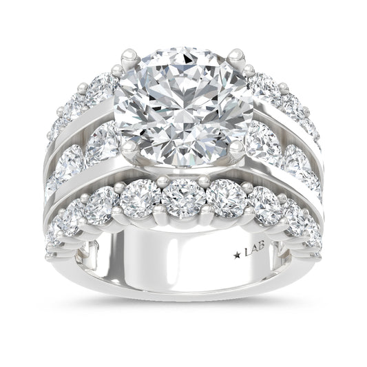 14K White Gold Lab Grown Diamond  9 Ct.Tw. Round Shape Engagement Ring - LG2194W-RD-50