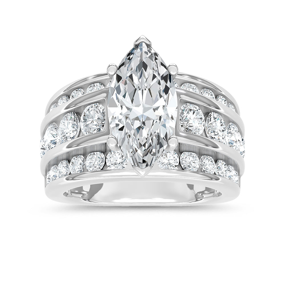 14K White Gold Lab Grown Diamond 5 1/2 Ct.Tw. Engagement Ring (Marquise Canter) - LG2199W-MQ-30