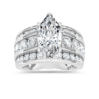 14K White Gold Lab Grown Diamond 5 1/2 Ct.Tw. Engagement Ring (Marquise Canter) - LG2199W-MQ-30
