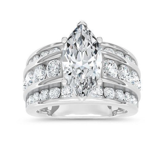 14K White Gold Lab Grown Diamond 5 1/2 Ct.Tw. Engagement Ring (Marquise Canter) - LG2199W-MQ-30