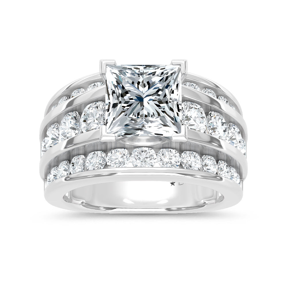 14K White Gold Lab Grown Diamond 5 1/2 Ct.Tw. Engagement Ring (Princess Canter) - LG2199W-PR-30