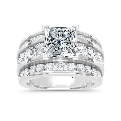14K White Gold Lab Grown Diamond 5 1/2 Ct.Tw. Engagement Ring (Princess Canter) - LG2199W-PR-30