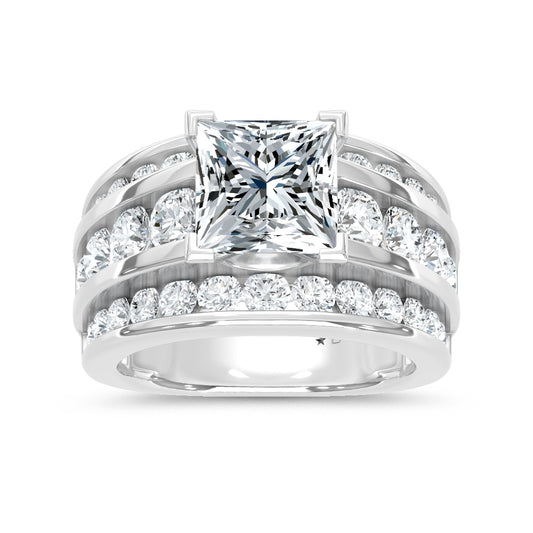 14K White Gold Lab Grown Diamond 5 1/2 Ct.Tw. Engagement Ring (Princess Canter) - LG2199W-PR-30