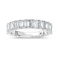 14K White Gold Lab Grown Diamond Emerald Cut Shape 3 Ct.Tw. Half Way Band - LG2203W-EM-25