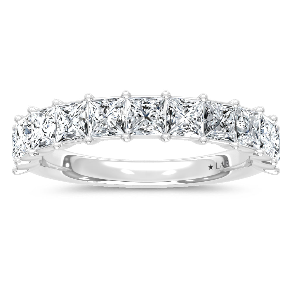 14K White Gold Lab Grown Diamond  2 1/2 Ct.Tw. Princess Band - LG2203W-PR-25