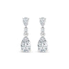 14K White Gold Lab Grown Pear and Round Diamond 1 Ct.Tw. Dangler Earrings