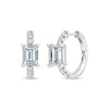 14K White Gold Lab Grown Diamond  1 3/4 Ct.Tw. Emerald and Round Hoop Earrings