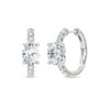 14K White Gold Lab Grown Diamond  Channel set 1/4 Ct.Tw. Round and Oval Shape Hoop Earrings