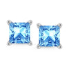 14K White Gold Lab Grown Blue Diamond 1/2 Ct.Tw. Princess Stud Earrings