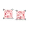 14K White Gold Lab Grown Pink Diamond 1/2 Ct.Tw. Princess Stud Earrings