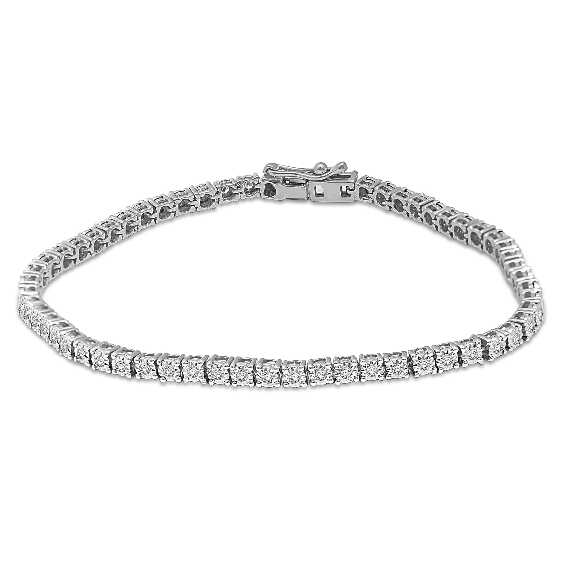 Sterling Silver Lab Grown Diamond 2 Ct.Tw. Illusion Tennis Bracelet (5CT Look)