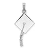 Sterling Silver Polish 3D Moveable Tassel Graduation Cap Pendant