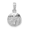 Sterling Silver Rhod-plated Polished/Textured Small Sand Dollar Pendant