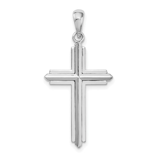 Sterling Silver Rhodium-plated Passion Cross w/Frame Pendant