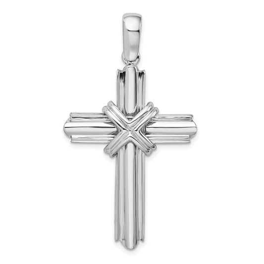 Sterling Silver Small Rounded X-Center w/Frame Cross Pendant