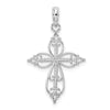 Sterling Silver Polish Fancy Filigree w/Beaded Center Cross Pendant