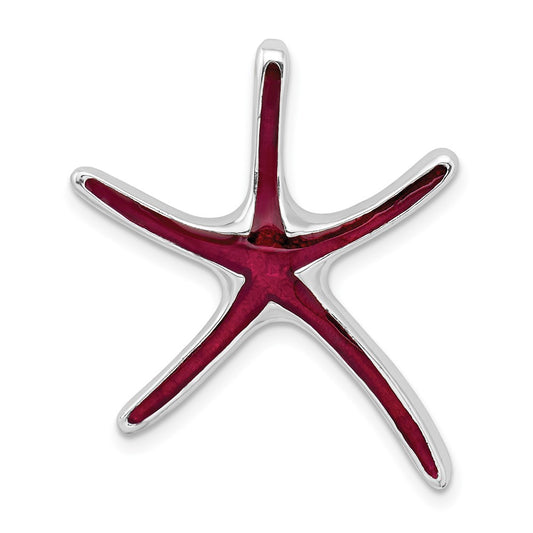 Sterling Silver Rhodium-plated Polished Enameled Dancing Starfish Slide