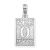 Sterling Silver Rhodium-plated Polished 0 Mile Marker Key West Pendant