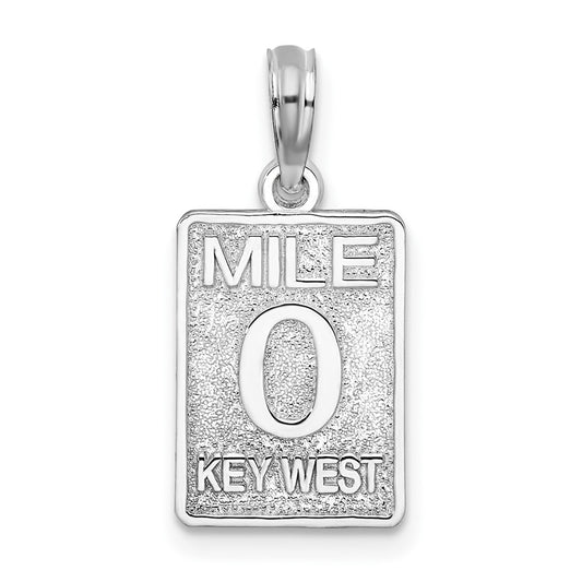 Sterling Silver Rhodium-plated Polished 0 Mile Marker Key West Pendant