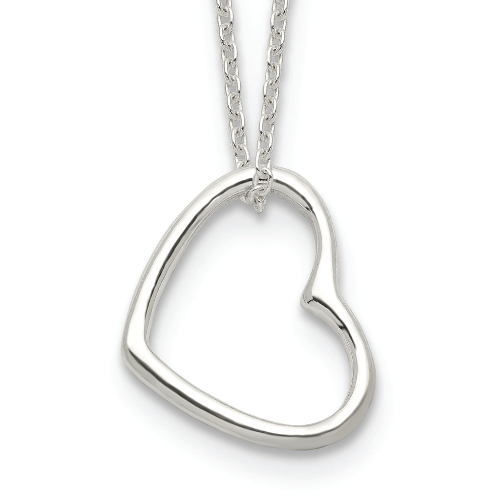 Sterling Silver Heart 14 IN with2 In Extension Necklace - Sterling Silver Necklace