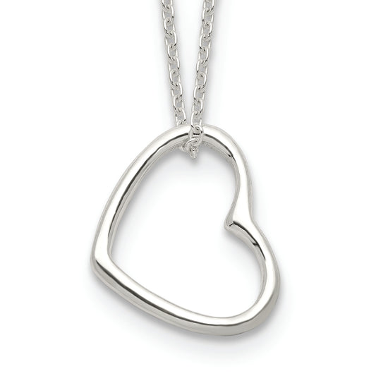 Sterling Silver Heart 14 IN with2 In Extension Necklace - Sterling Silver Necklace