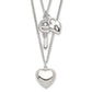 Sterling Silver 2-Strand Heart and Key Necklace - Sterling Silver Necklace