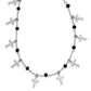 Sterling Silver Rhodium-plated Black Crystal Cross w/ 1.25in Extension. Necklace - Sterling Silver Necklace