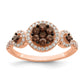 Sterling Silver Rose-tone Black Rhodium-plated CZ Fancy Ring