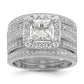 Sterling Silver Rhodium plated CZ 3 piece Bridal Ring Set