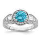 Sterling Silver Rhodium plated White & Aqua CZ Ring