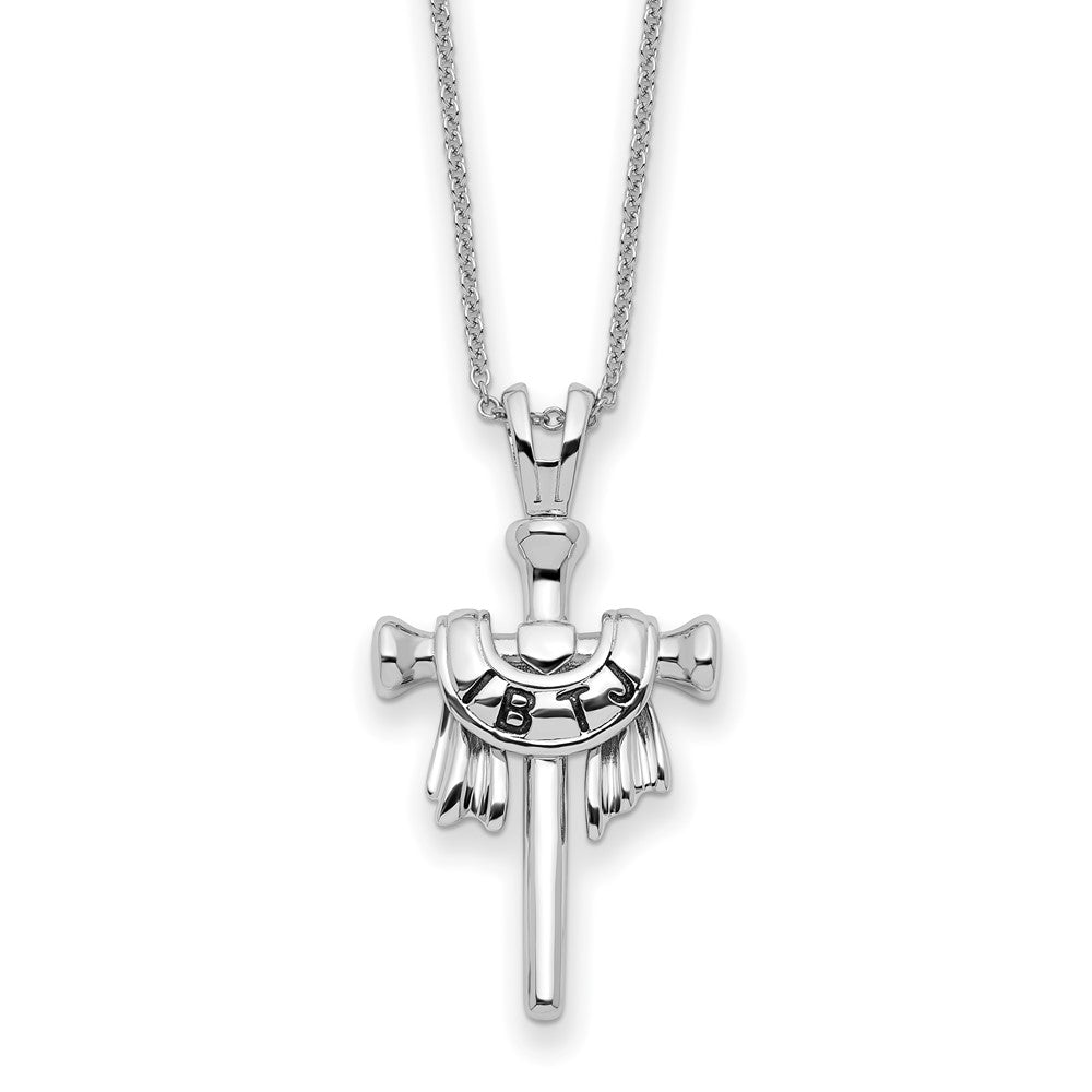 Sterling Silver Antiqued IBTJ Cross 22in Necklace - Sterling Silver Necklace