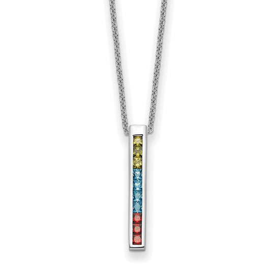 Sterling Silver Rhodium-plated Multi-Color Cubic Zirconia Color Me Happy 18in Necklace - Sterling Silver Necklace
