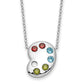 Sterling Silver Rhodium-plated Multi-color Cubic Zirconia Color Happy Pallet 18in Necklace - Sterling Silver Necklace