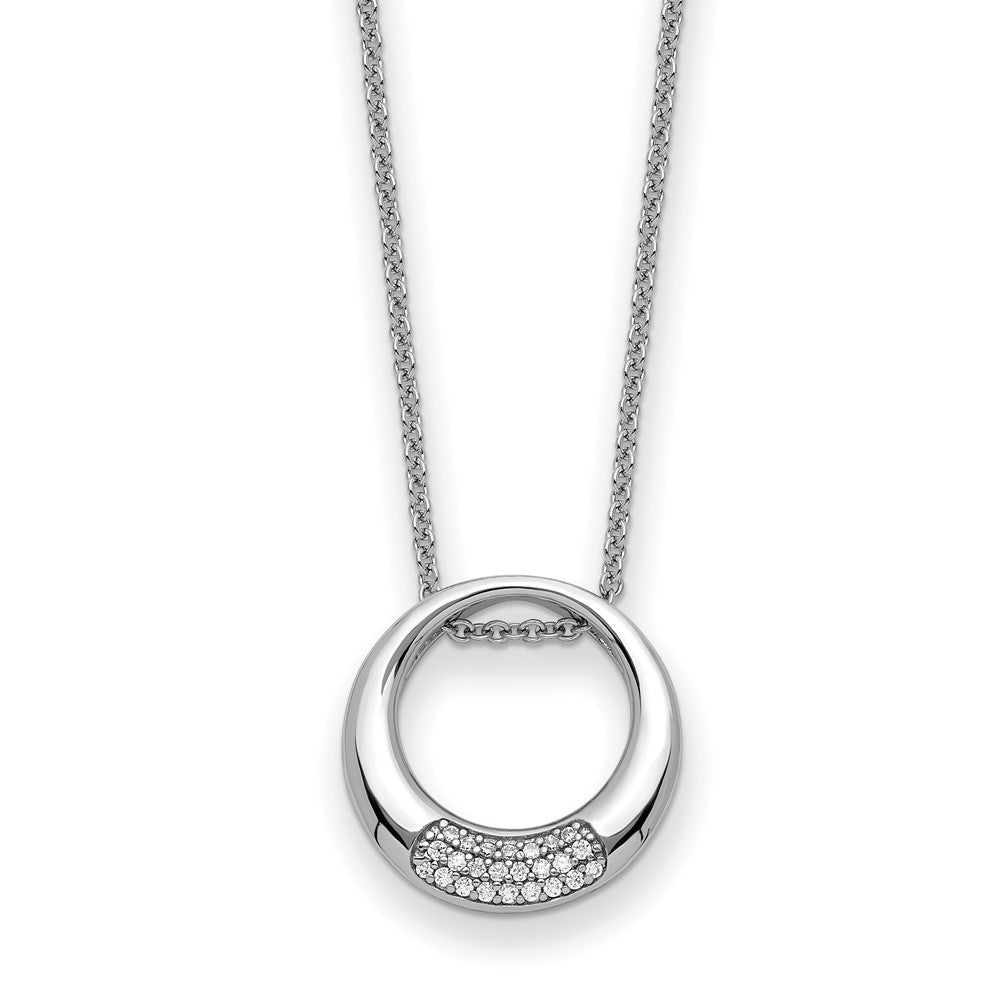 Sterling Silver Rhodium-plated Cubic Zirconia Simplicity 18in Necklace - Sterling Silver Necklace