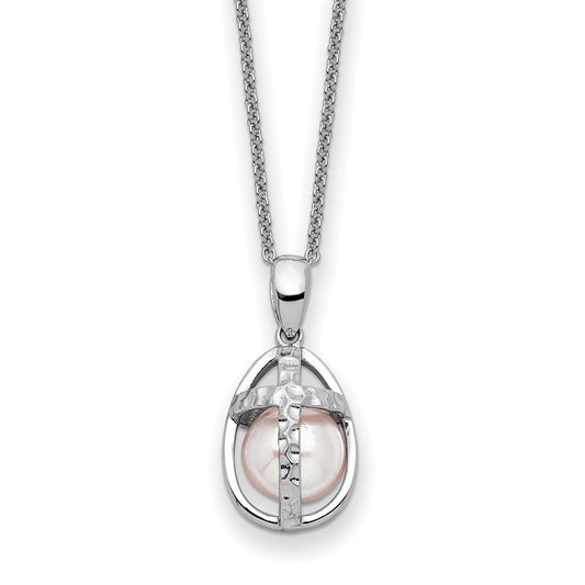Sterling Silver Rhodium-plated Freshwater Cultured Pearl Commitment 18in Necklace - Sterling Silver Necklace