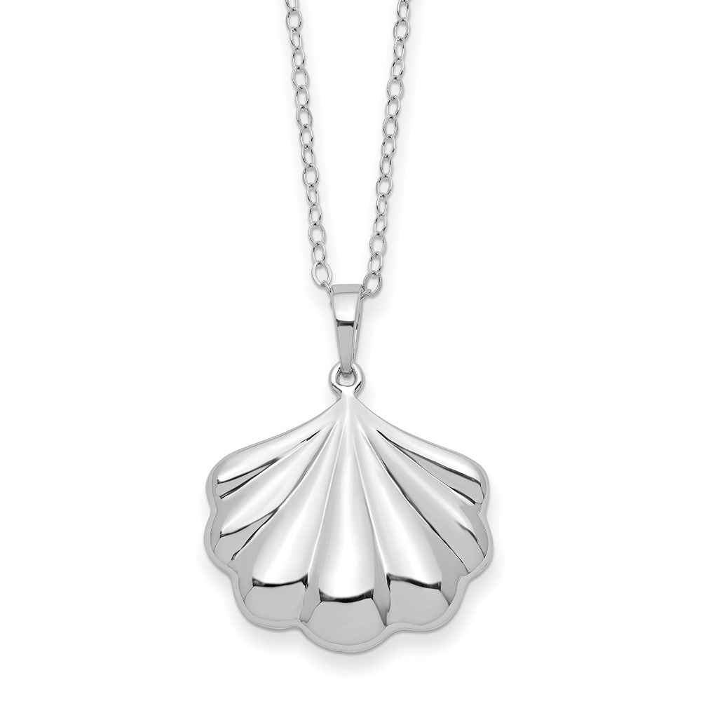 Sterling Silver Rhodium-plated Shell Ash Holder 18in Necklace - Sterling Silver Necklace