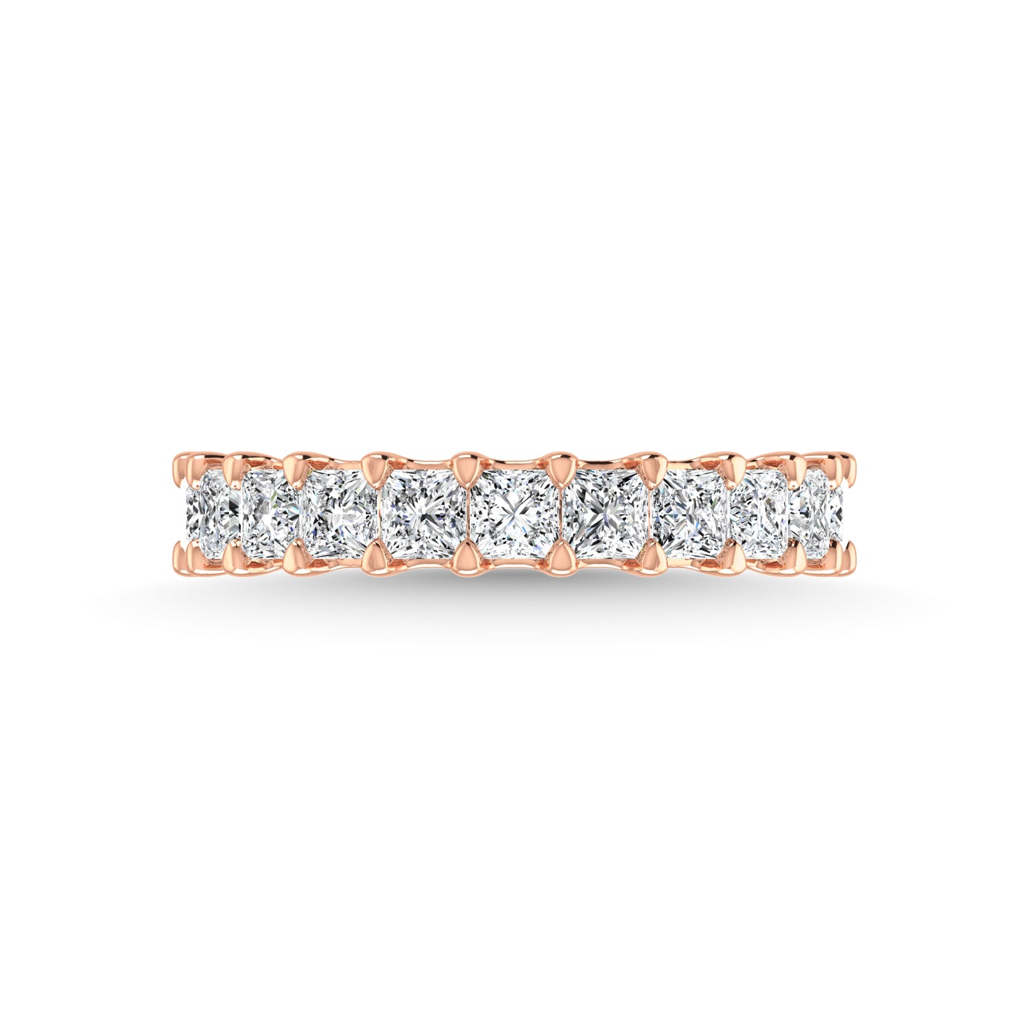 14K Rose Gold  1 7/8 CT Tw. Princess Shape Lab Grown Diamond Three Forth Eternity Band - Lab Grown Diamond Ring - Alpier Jewelers