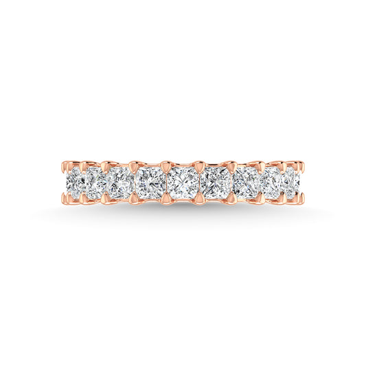 14K Rose Gold  1 7/8 CT Tw. Princess Shape Lab Grown Diamond Three Forth Eternity Band - Lab Grown Diamond Ring - Alpier Jewelers