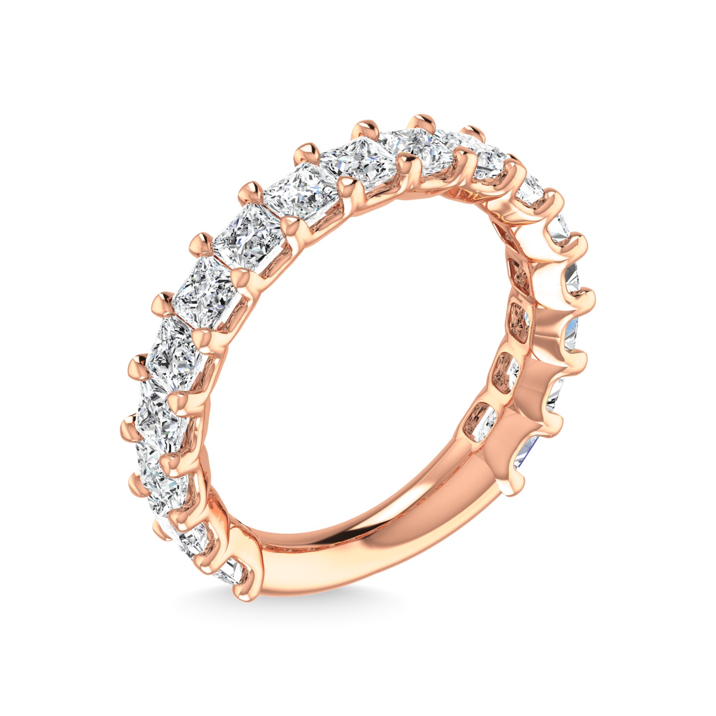 14K Rose Gold  1 7/8 CT Tw. Princess Shape Lab Grown Diamond Three Forth Eternity Band - Additional Clever Gem Image 3