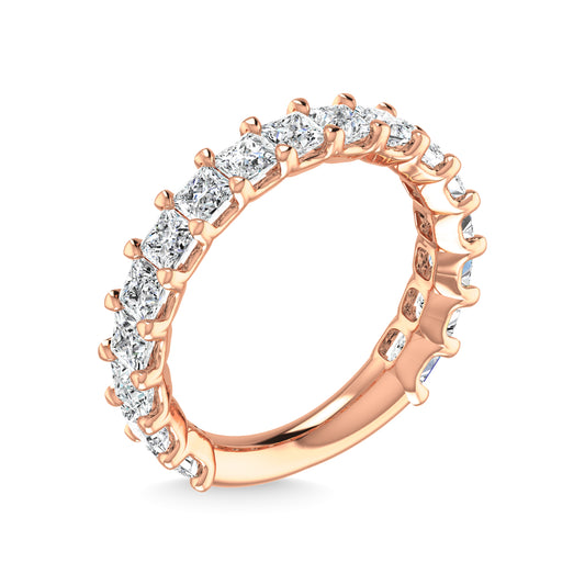 14K Rose Gold  1 7/8 CT Tw. Princess Shape Lab Grown Diamond Three Forth Eternity Band - Additional Clever Gem Image 3