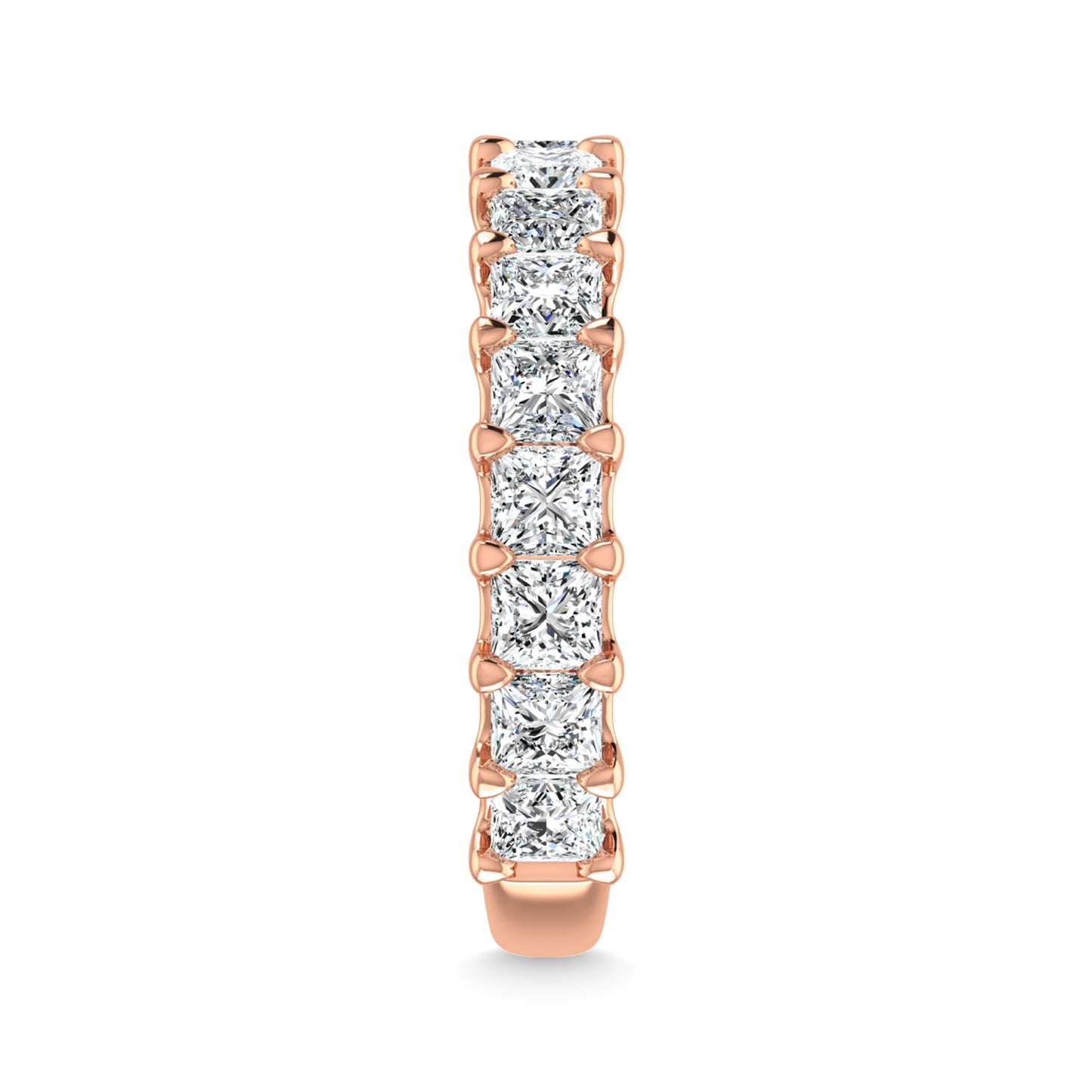 14K Rose Gold  1 7/8 CT Tw. Princess Shape Lab Grown Diamond Three Forth Eternity Band - Additional Clever Gem Image 4