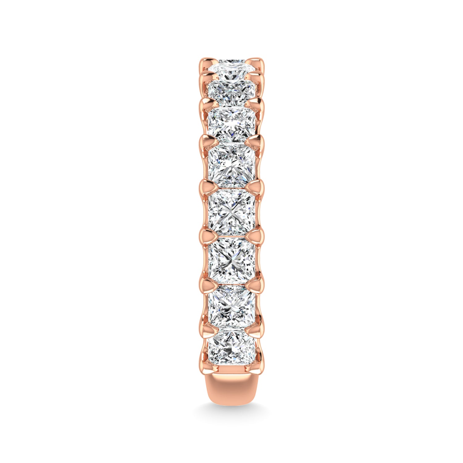 14K Rose Gold  1 7/8 CT Tw. Princess Shape Lab Grown Diamond Three Forth Eternity Band - Additional Clever Gem Image 4