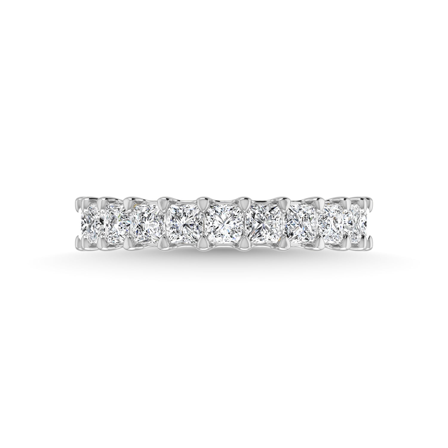 14K White Gold 1 7/8 CT Tw. Princess Shape Lab Grown Diamond Three Forth Eternity Band - Lab Grown Diamond Ring - Alpier Jewelers